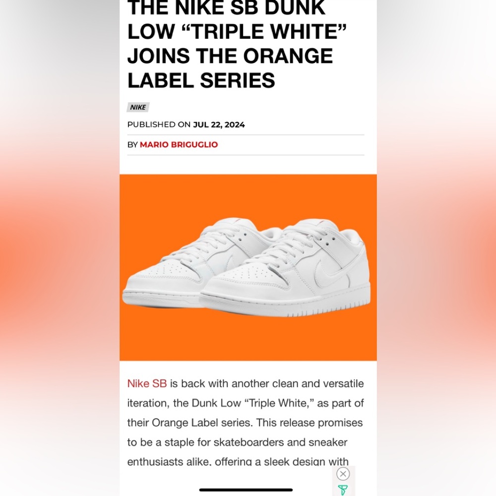 THE NIKE SB DUNK LOW "TRIPLE WHITE" - Picture 11 of 12
